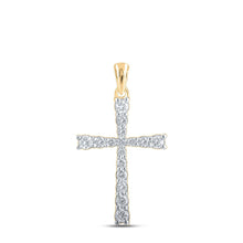 Load image into Gallery viewer, Radiant Reflections: 10kt Yellow Gold Diamond Cross Pendant product  Top View from Splendid Jewellery