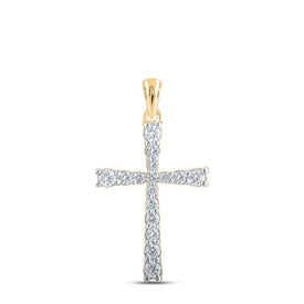 Radiant Reflections: 10kt Yellow Gold Diamond Cross Pendant product  Top View from Splendid Jewellery