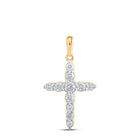 Radiant Reflections: 10kt Yellow Gold Womens Diamond Cross Pendant product  Top View from Splendid Jewellery