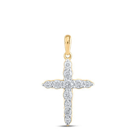 Radiant Reflections: 10kt Yellow Gold Womens Diamond Cross Pendant product  Top View from Splendid Jewellery