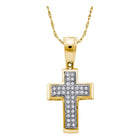 Radiant Faith: 10kt Yellow Gold Womens Round Diamond Cross Pendant product  Top View from Splendid Jewellery