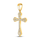 10kt Yellow Gold Gothic Cross Pendant with Round Diamond Accents - A Timeless Symbol of Faith and Style product Side View from Splendid Jewellery