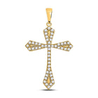 10kt Yellow Gold Gothic Cross Pendant with Round Diamond Accents - A Timeless Symbol of Faith and Style product  Top View from Splendid Jewellery