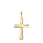 10kt Yellow Gold Diamond Heart Cross Pendant - A Mesmerizing Symbol of Love and Faith product  Top View from Splendid Jewellery