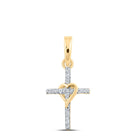 10kt Yellow Gold Heart Cross Pendant with Diamonds - Symbol of Faith and Romance product  Top View from Splendid Jewellery