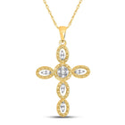 Radiant Gold and Diamond Twist Cross Pendant - Top View