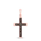 14kt Rose Gold Brown Diamond Cross Pendant: A Mesmerizing Symbol of Faith and Elegance - Top View