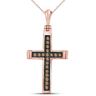 14kt Rose Gold Brown Diamond Cross Pendant: A Mesmerizing Symbol of Faith and Elegance - Side View