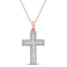 Load image into Gallery viewer, Rose Gold Diamond Cross Pendant - Top View
