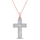 Rose Gold Diamond Cross Pendant - Top View