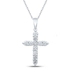 14kt White Gold Dazzling Diamond Cross Pendant - Top View