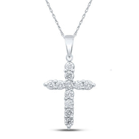 14kt White Gold Dazzling Diamond Cross Pendant - Top View