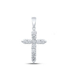 Radiant Reflections: 14kt White Gold Diamond Cross Pendant - Top View