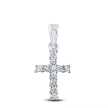 Load image into Gallery viewer, 14kt White Gold Radiant Diamond Cross Pendant - Top View