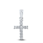 14kt White Gold Radiant Diamond Cross Pendant - Top View