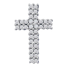 Load image into Gallery viewer, Radiant Faith: 14kt White Gold Diamond Cross Pendant - Top View