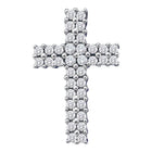 Radiant Faith: 14kt White Gold Diamond Cross Pendant - Top View