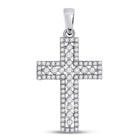 Radiant Faith: 14kt White Gold Diamond Cross Pendant - Top View