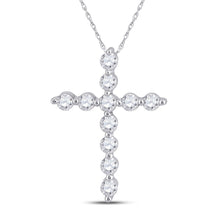 Load image into Gallery viewer, Radiant Reflections: 14kt White Gold Womens Round Diamond Cross Pendant 1/4 Cttw - Top View