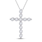 Radiant Reflections: 14kt White Gold Womens Round Diamond Cross Pendant 1/4 Cttw - Top View
