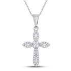 14kt White Gold Radiant Diamond Cross Pendant - A Symbol of Elegance and Devotion - Top View