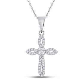 14kt White Gold Radiant Diamond Cross Pendant - A Symbol of Elegance and Devotion - Top View