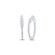 Load image into Gallery viewer, Diamond Elegance: 10kt White Gold Inside Outside Hoop Earrings - Splendid Jewellery