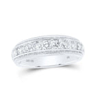 Diamond Elegance: 10kt White Gold Men's Round Diamond Band Ring 1 Cttw - Splendid Jewellery