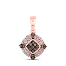 Load image into Gallery viewer, Romantic Rose Gold Brown Diamond Offset Square Pendant - Alternate view 1 from Splendid Jewellery