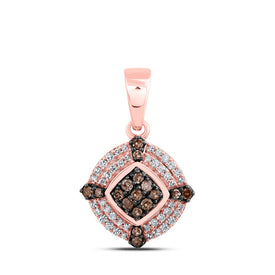 Romantic Rose Gold Brown Diamond Offset Square Pendant - Alternate view 1 from Splendid Jewellery