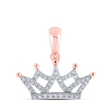 Load image into Gallery viewer, Regal Radiance: 10kt Rose Gold Womens Round Diamond Crown Pendant - Alternate view 1 from Splendid Jewellery