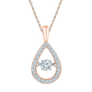 Diamond Fashion Pendant | 10kt Rose Gold Womens Round Diamond Moving Twinkle Teardrop Pendant 1/4 Cttw | Splendid Jewellery GND