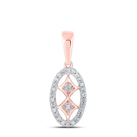 Romantic Rose Gold Diamond Oval Pendant - A Timeless Treasure - Alternate view 1 from Splendid Jewellery