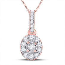 Load image into Gallery viewer, Radiant Rose Gold Diamond Halo Pendant - Alternate view 1 from Splendid Jewellery