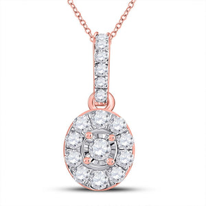 Diamond Fashion Pendant | 10kt Rose Gold Womens Round Diamond Oval Pendant 1/5 Cttw | Splendid Jewellery GND
