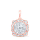 Radiant Rose Gold Diamond Pillow Square Pendant - Alternate view 1 from Splendid Jewellery