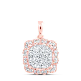 Radiant Rose Gold Diamond Pillow Square Pendant - Alternate view 1 from Splendid Jewellery