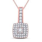 Radiant Rose Gold Diamond Square Pendant - Exquisite Craftsmanship and Dazzling Brilliance - Alternate view 1 from Splendid Jewellery