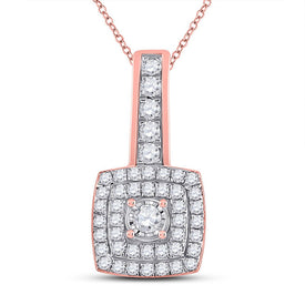 Radiant Rose Gold Diamond Square Pendant - Exquisite Craftsmanship and Dazzling Brilliance - Alternate view 1 from Splendid Jewellery