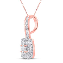 Load image into Gallery viewer, Radiant Rose Gold Diamond Square Pendant - Exquisite Craftsmanship and Dazzling Brilliance - Alternate view 2 from Splendid Jewellery