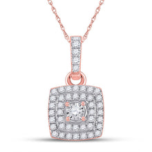 Load image into Gallery viewer, Romantic Rose Gold Diamond Square Pendant - A Captivating Masterpiece - Alternate view 1 from Splendid Jewellery