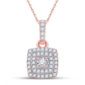 Romantic Rose Gold Diamond Square Pendant - A Captivating Masterpiece - Alternate view 1 from Splendid Jewellery