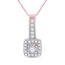 Load image into Gallery viewer, Radiant Rose Gold Diamond Square Pendant: A Captivating Masterpiece - Alternate view 1 from Splendid Jewellery
