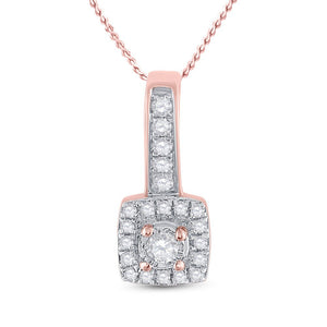Diamond Fashion Pendant | 10kt Rose Gold Womens Round Diamond Square Pendant 1/5 Cttw | Splendid Jewellery GND