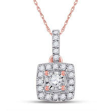 Load image into Gallery viewer, Romantic Rose Gold Diamond Square Pendant - A Captivating Masterpiece of Elegance - Alternate view 1 from Splendid Jewellery