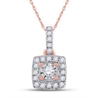 Romantic Rose Gold Diamond Square Pendant - A Captivating Masterpiece of Elegance - Alternate view 1 from Splendid Jewellery