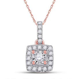 Romantic Rose Gold Diamond Square Pendant - A Captivating Masterpiece of Elegance - Alternate view 1 from Splendid Jewellery