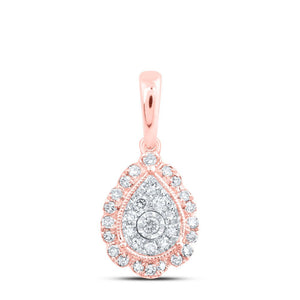Diamond Fashion Pendant | 10kt Rose Gold Womens Round Diamond Teardrop Pendant 1/5 Cttw | Splendid Jewellery GND