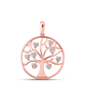 Diamond Fashion Pendant | 10kt Rose Gold Womens Round Diamond Tree of Life Heart Pendant 1/20 Cttw | Splendid Jewellery GND
