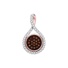Fiery Romance: 10kt Rose Gold Red Diamond Cluster Pendant - Alternate view 1 from Splendid Jewellery
